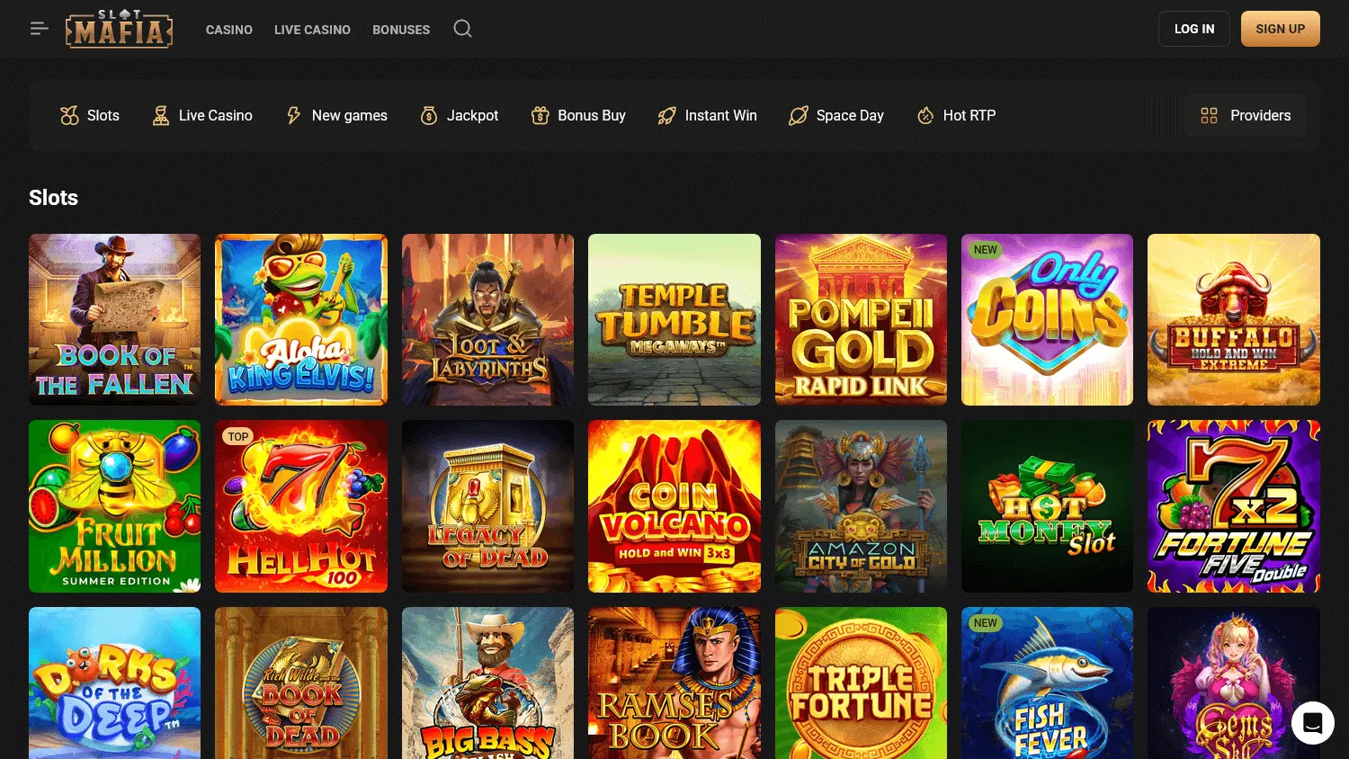 Slot Mafia Casino desktop game library