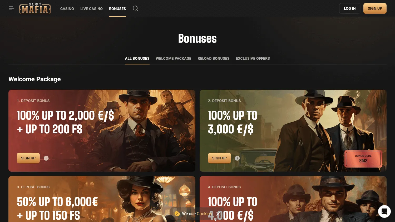 Slot Mafia Casino desktop promotions area